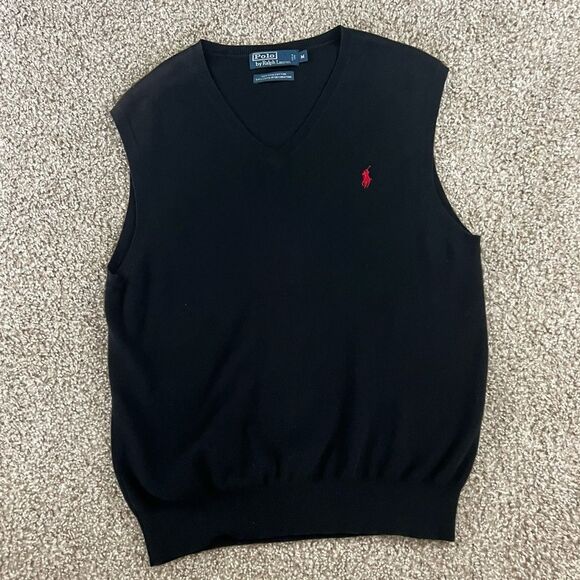 Vintage polo ralph lauren pimacotton sweater vest men's M - Picture 6 of 6